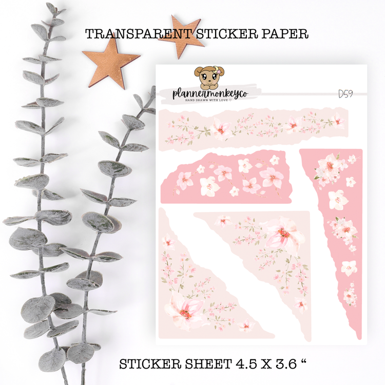HS50 | " Cherry Blossom " Torn Paper Stickers