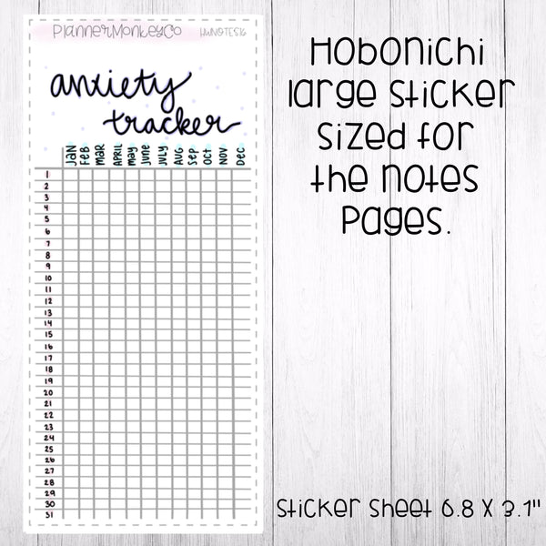 HWNOTES16 | Hobonichi Weeks ' Anxiety Tracker ' Large Sticker
