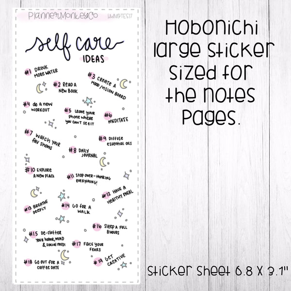 HWNOTES17 | Hobonichi Weeks ' Self Care Ideas ' Large Sticker