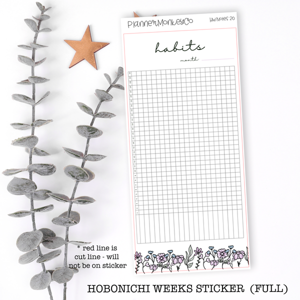 HWNOTES20 | Hobonichi Weeks 'Spring Floral Habits '  Large Sticker