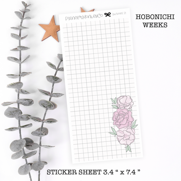 HWNOTES21 | Hobonichi Weeks " Floral Grid Page " Large Sticker