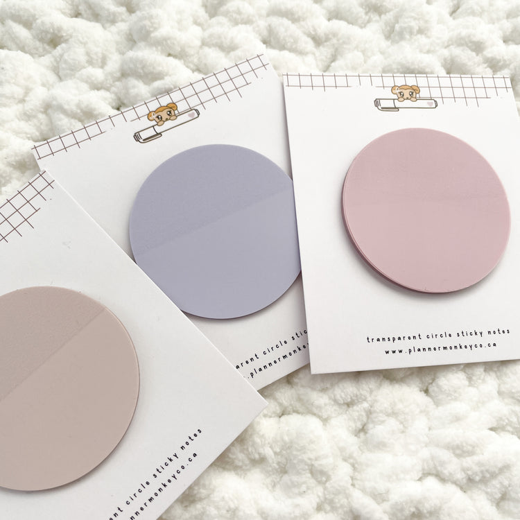 Circle Transparent Sticky Notes / Page Flags (2") | 3 Colour Options