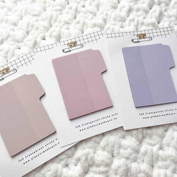 TAB TRANSPARENT STICKY NOTES  | 3 COLOUR OPTIONS