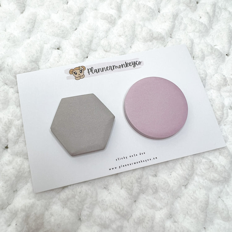 Circle & Hexagon Sticky Note Duo Set | Pink/Grey