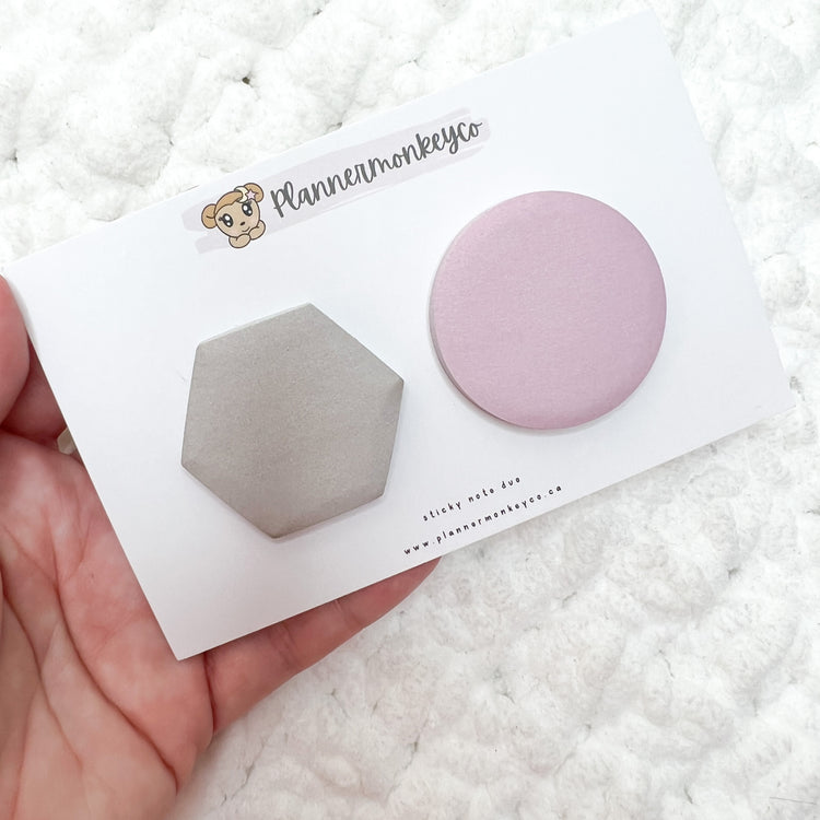 Circle & Hexagon Sticky Note Duo Set | Pink/Grey