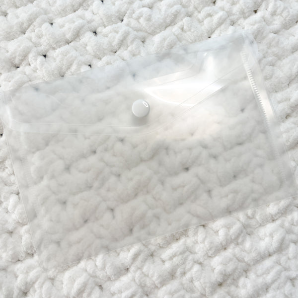 White Button Clear Envelope Plastic Sticker Storage Pouch | Plain