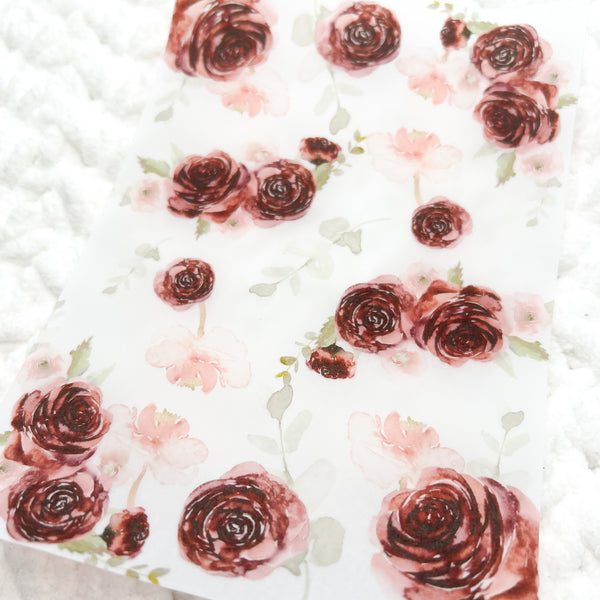 Wine Floral Vellum Sheet
