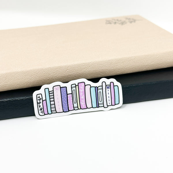 Pretty Bookshelf Vinyl Die Cut Sticker | Gloss