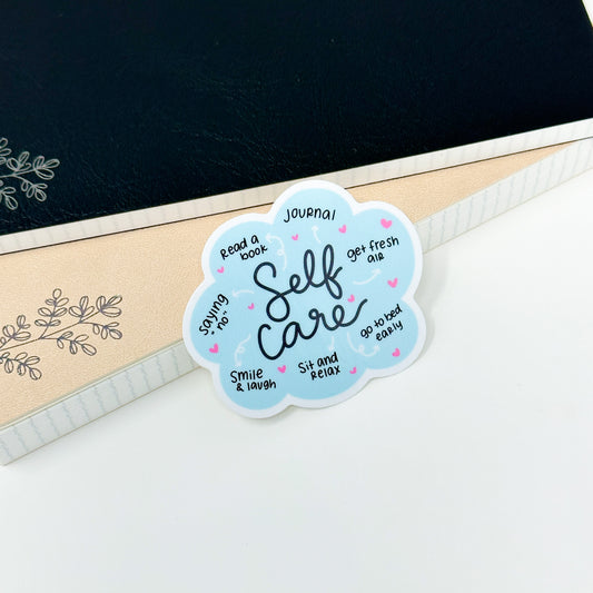 Self Care Ideas Vinyl Die Cut Sticker | Glossy