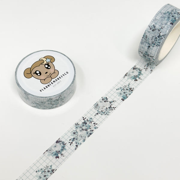 Icy Floral Grid Washi Tape | 15MM