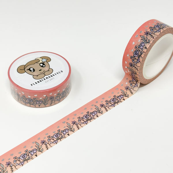 Dainty Spring Floral 3.0 Sunset Washi Tape | 15MM (Silver Foil)