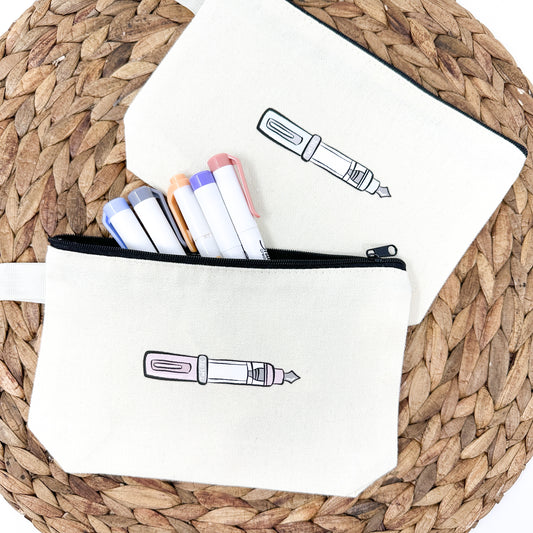 Fountain Pen Canvas Pen Pouch | Pink Or Minty Blue