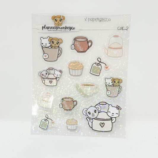 CAC.2 | Tea Lovers Doodles (PMC X PBC) | Holographic Clear Stickers