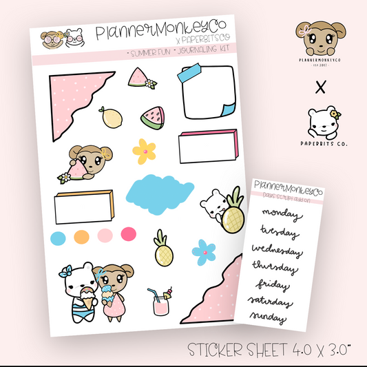 PSC | ' Summer Fun ' Journaling Deco Kit | Regular Matte OR Transparent Matte  (PMC X PBC)