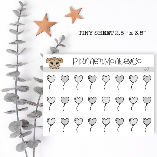 T63 | Greyscale Heart Balloons Tiny Sheet