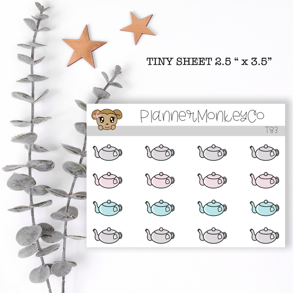 T83 | Pastel Tea Pot Doodle Tiny Sheet
