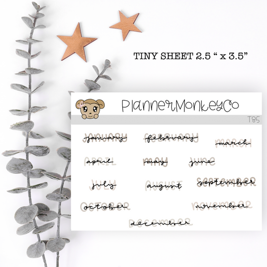 T85 | Neutral Monthly Script Tiny Sheet