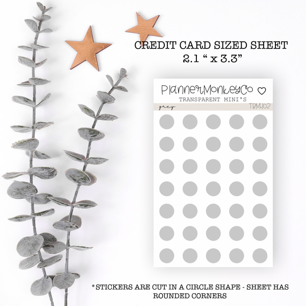 TBM.102 | " grey " Dot Stickers Mini Sheet (Transparent)