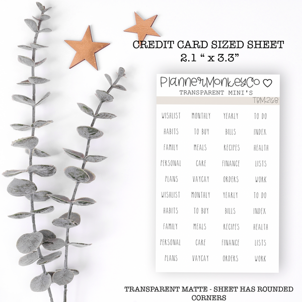 TBM.270 | Mini Tab Labels For Blank Mini Tabs Mini Sheet (Transparent)