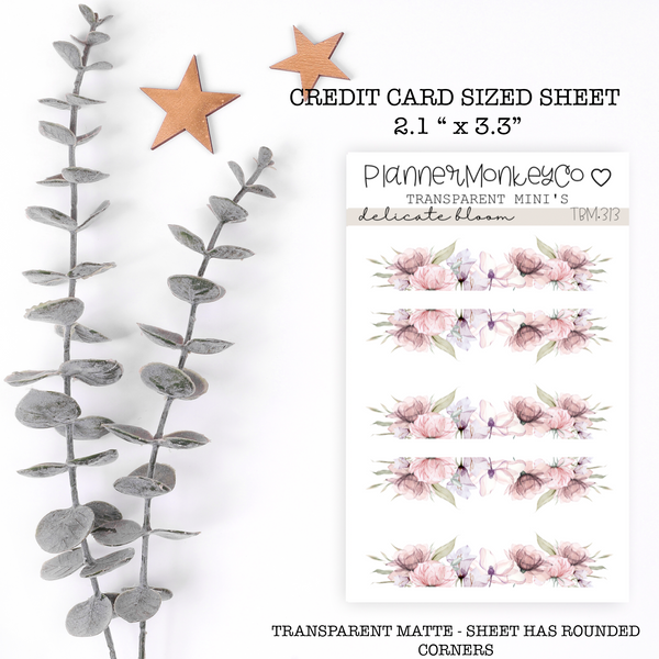 TBM.313 | " delicate bloom " Floral Headers Mini Sheet (Transparent)