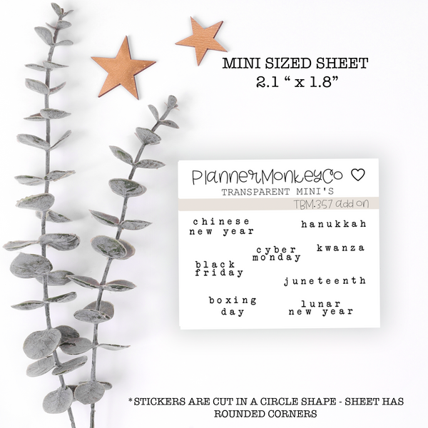 TBM.357 | Typewriter Holiday Add On Sheet