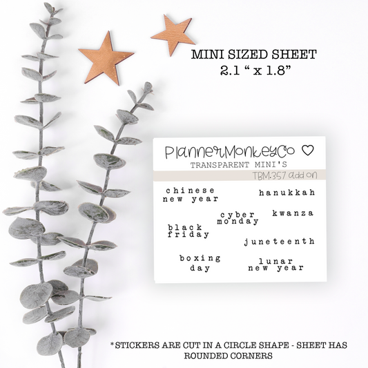 TBM.357 | Typewriter Holiday Add On Sheet