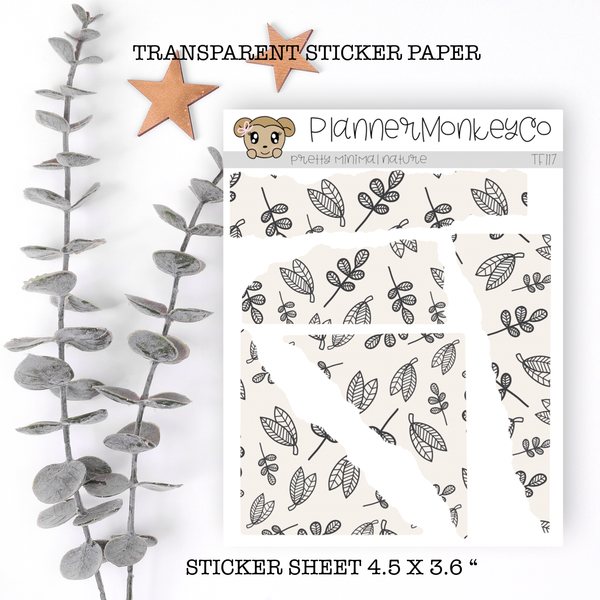 TF117 | " Pretty Minimal Nature" Torn Paper Stickers (Transparent)