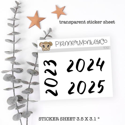 TF151 | Yearly Boho Font Sticker Trio (Transparent)