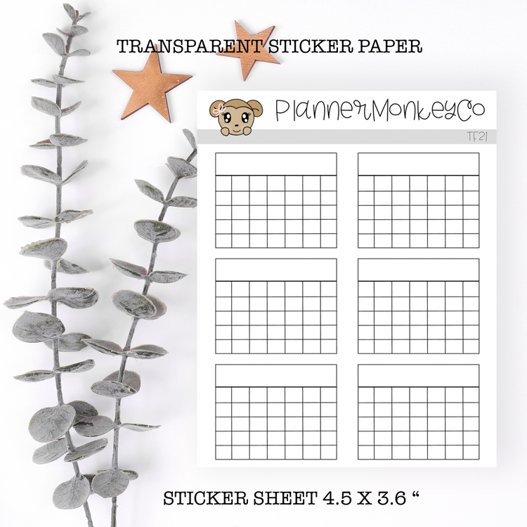 TF21 | Blank Monthly Habit Tracker Stickers (Transparent)