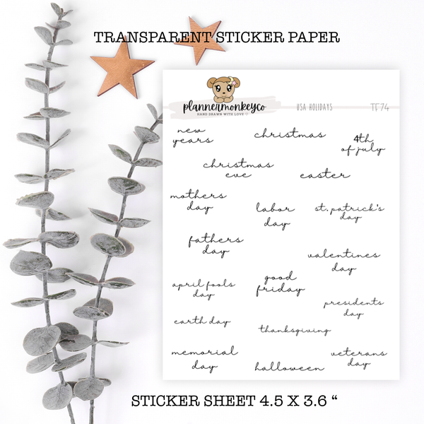 TF74 | Minimal Holiday Script USA (Transparent)