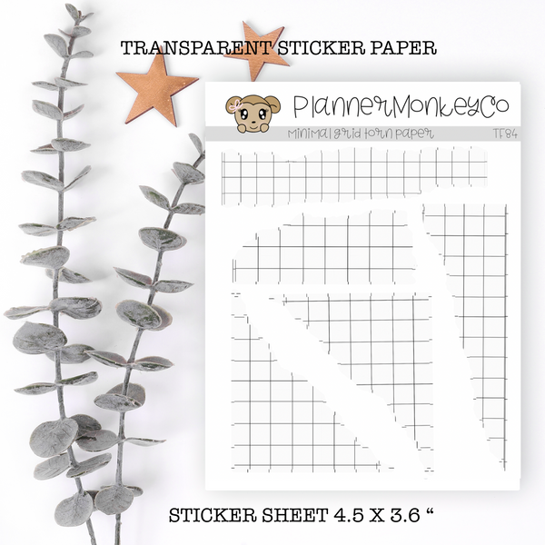 TF84 | " Minimal Grid " Torn Paper Stickers (Transparent)