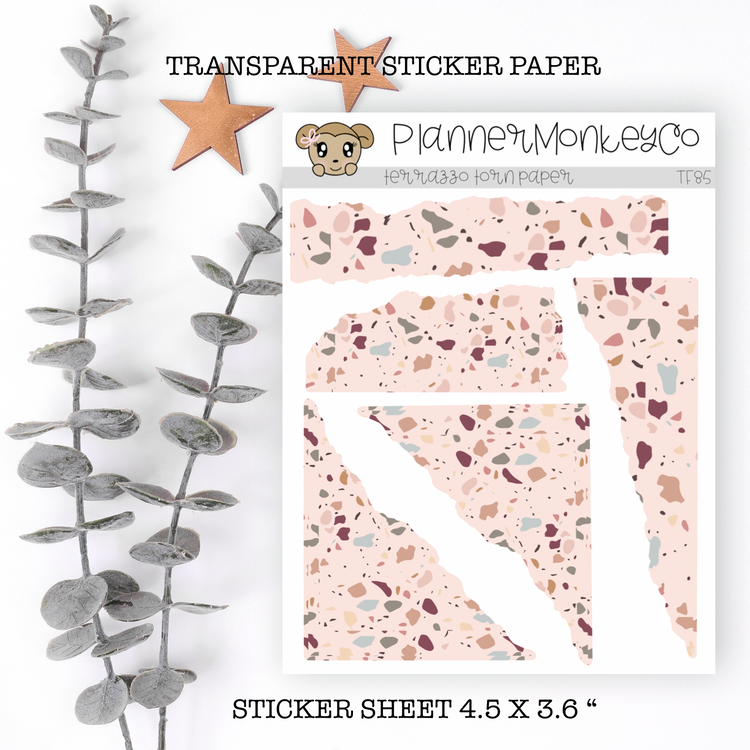 TF85 | " Terrazzo " Torn Paper Stickers (Transparent)