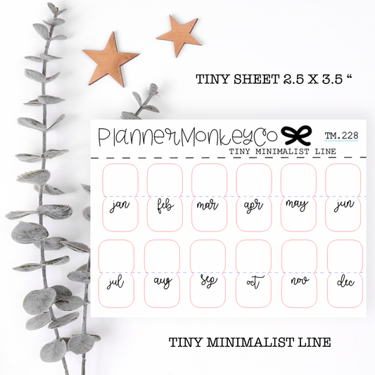 TM.228 | Fun Script Abbreviated Month Tabs Tiny Sheet
