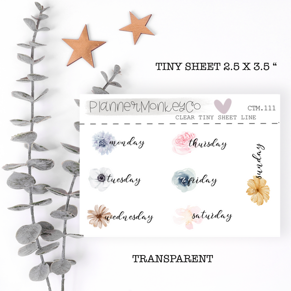 CTM.111 | Floral Variety Small Days Of The Week Tiny Sheet (Transparent)