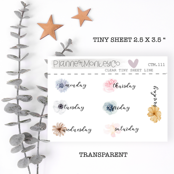 CTM.74 | Floral Variety Small Days Of The Week Tiny Sheet (Transparent)