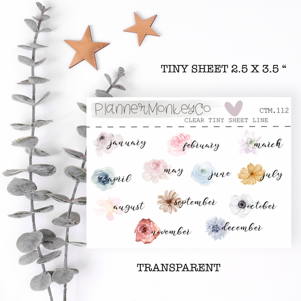 CTM.112 | Floral Variety Small Months Of The Year Tiny Sheet (Transparent)
