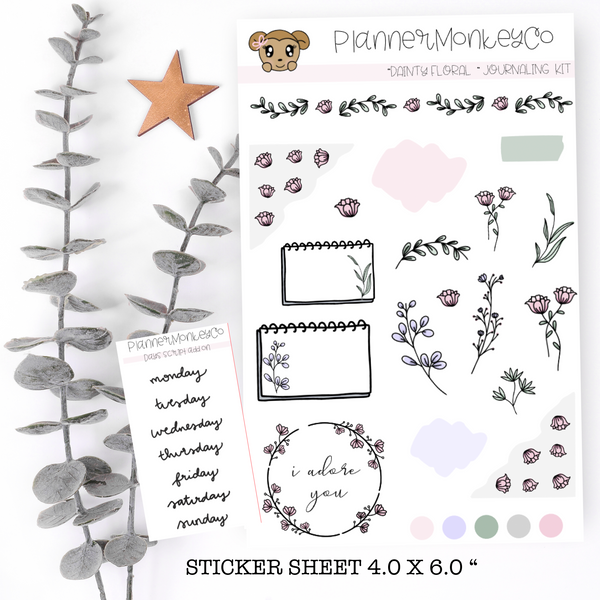 JN.12 | Dainty Floral Journaling Deco Kit  | Regular + Transparent Matte
