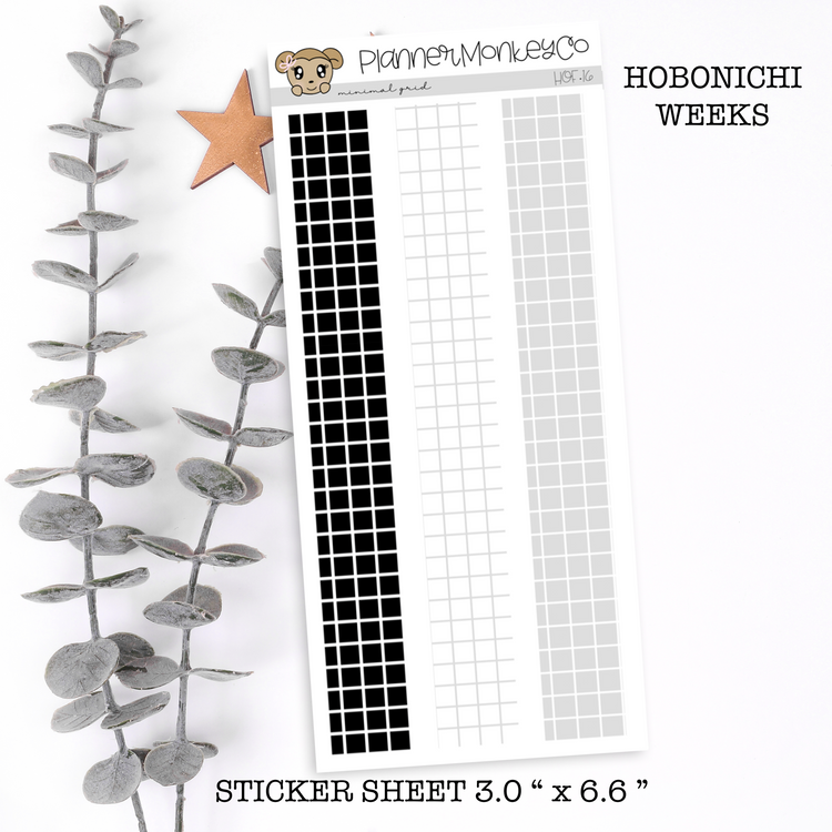 HOF.16 | Long Washi Deco Strips " Minimal Grid Variety " (Transparent)