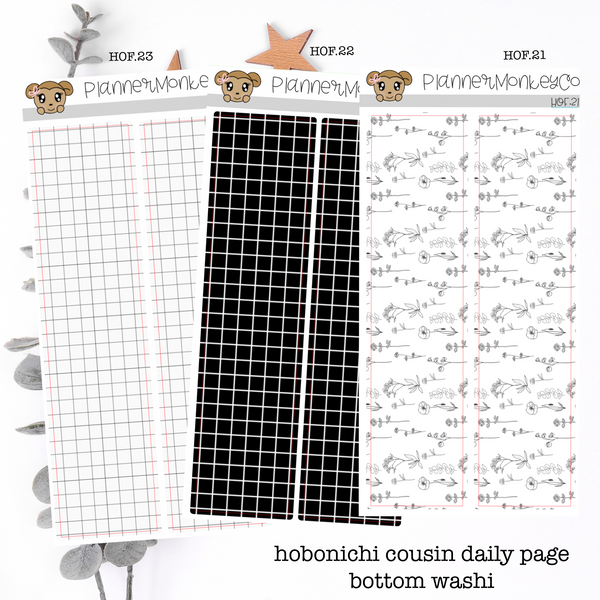 HOF.21 - HOF.23 | Hobonichi Cousin Daily Page Bottom Washi Strips (Choose Pattern)