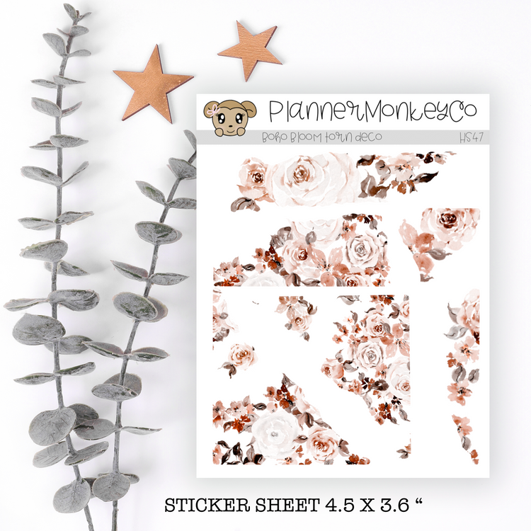 HS47 | " Boho Bloom  " Torn Paper Stickers