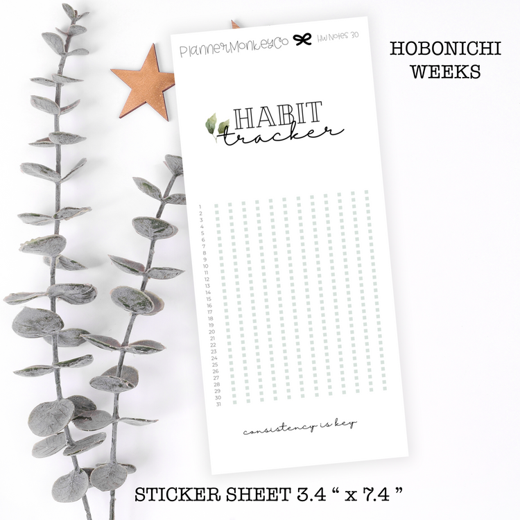 HWNOTES30 | HOBONICHI WEEKS " Habit Tracker " Monthly Sticker