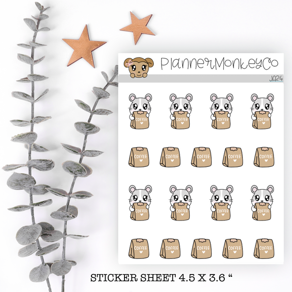 JA24 | Aria Coffee Bean Bag Stickers (Hamsters)
