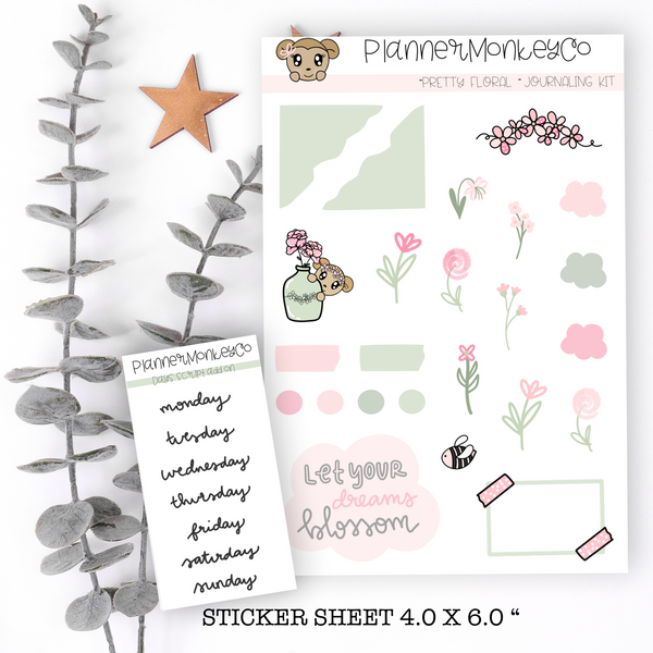 JN.28 | Pretty Floral Journaling Deco Kit | Regular + Transparent Matte