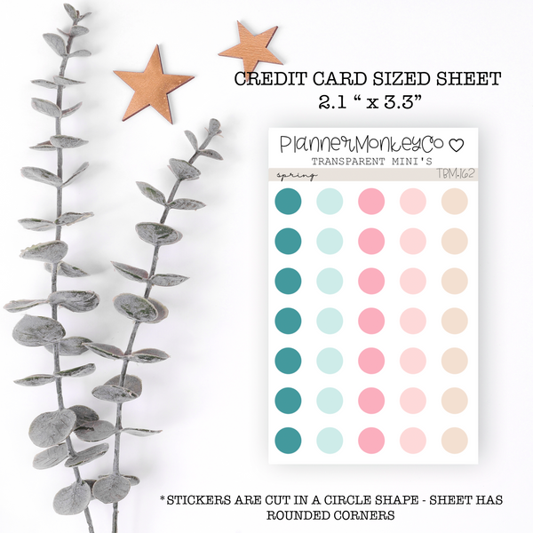 TBM.162 | "spring"  Dot Stickers Mini Sheet (Transparent)