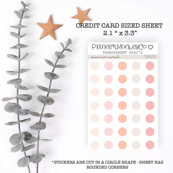 TBM.170 | " Summer coral  " Dot Stickers Mini Sheet (Transparent)