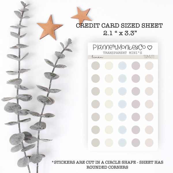 TBM.171 | " Linen " Dot Stickers Mini Sheet (Transparent)