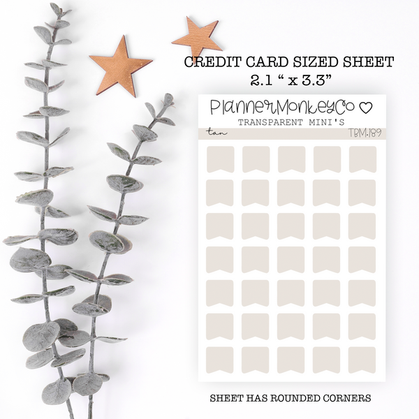 TBM.189 | " Tan " Flag Stickers Mini Sheet (Transparent)