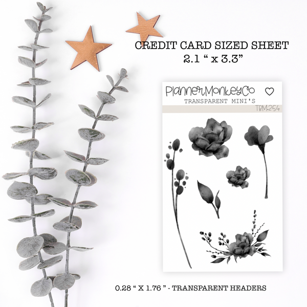 TBM.254 | Black Floral Deco Mini Sheet (Transparent)