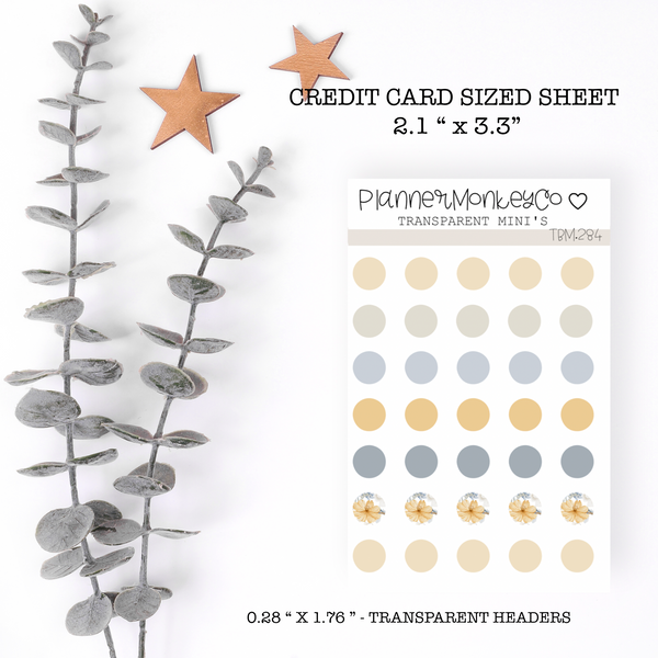 TBM.284 | " Dewy Morning Floral " Dot Stickers Mini Sheet (Transparent)