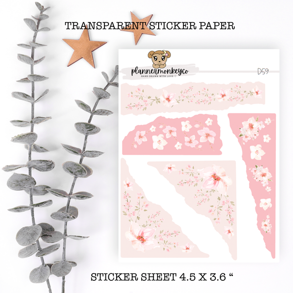 TF181 | " Cherry Blossom " Torn Paper Stickers (Transparent)